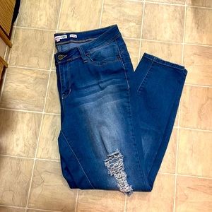Mid rise detressed YMI jeans